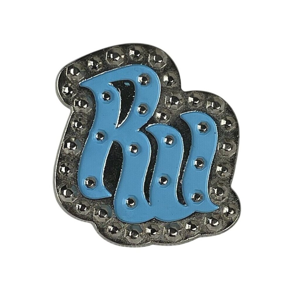 Vintage Enamel Pin “RU” Robin’s Egg Blue Silver Logo